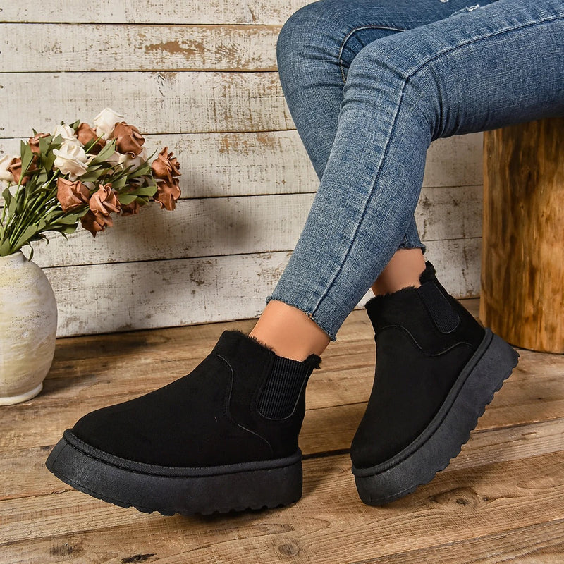 Ladies' Ankle Boots with Warm Lining – Comfortable Winter Boots with Non-Slip Sole