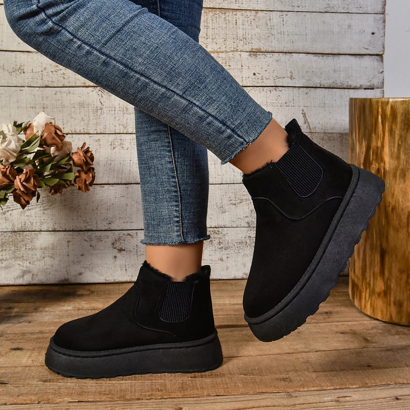 Ladies' Ankle Boots with Warm Lining – Comfortable Winter Boots with Non-Slip Sole
