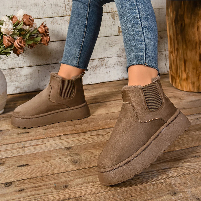 Ladies' Ankle Boots with Warm Lining – Comfortable Winter Boots with Non-Slip Sole