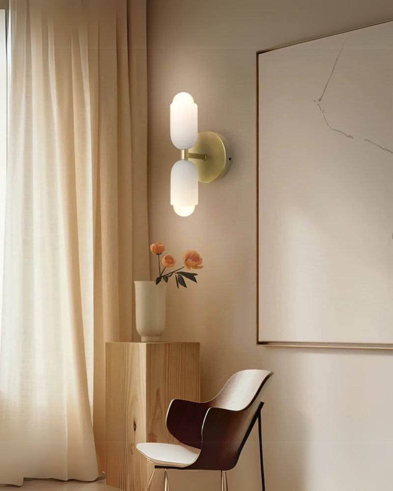 Double-Head Frosted Glass Wall Sconce with Soft Ambient Lighting