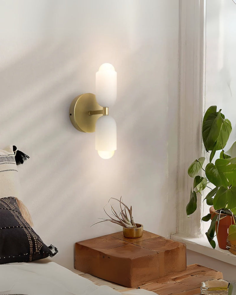 Double-Head Frosted Glass Wall Sconce with Soft Ambient Lighting