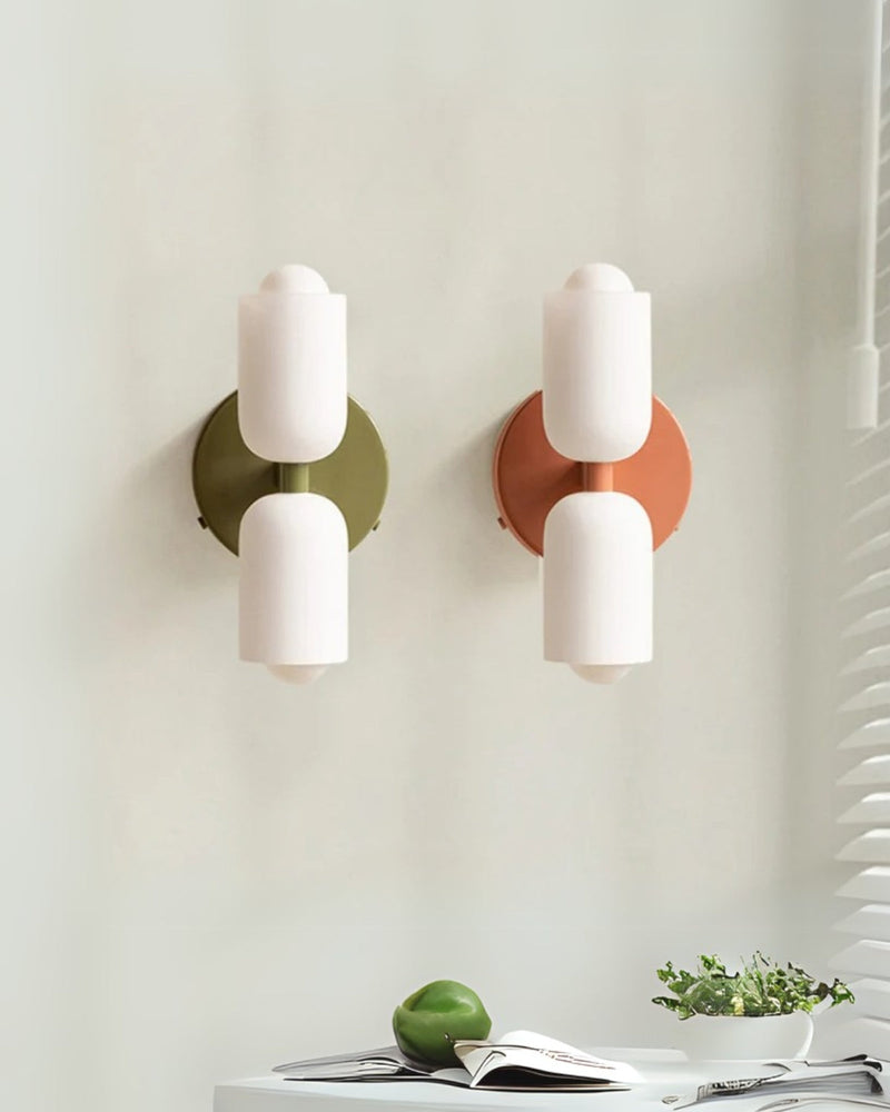 Double-Head Frosted Glass Wall Sconce with Soft Ambient Lighting