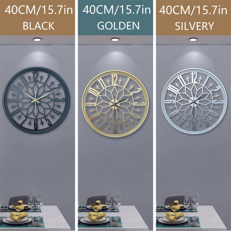 Large Metal Wall Clock with Silent Quartz Movement