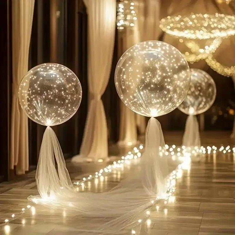 Transparent LED Balloons with Warm White Lights – Set of 10