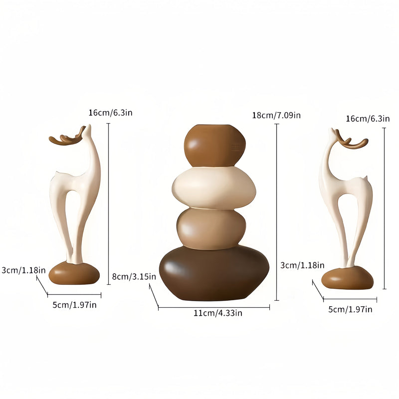 Decorative Resin Vase Set with Sculptural Stone Design for Interiors