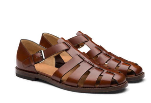 Men's Summer Sandals with Closed Toe and Adjustable Buckle