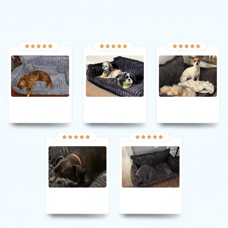 Plush Washable Dog Sofa Bed with Raised Bolster Sides
