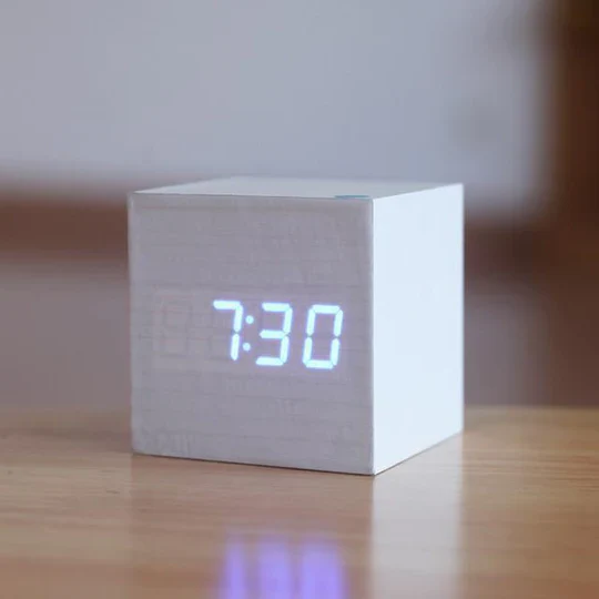 Digital Wooden Alarm Clock with LED Display – Minimalist and Modern