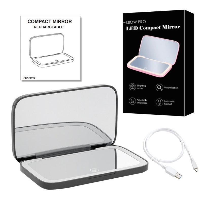 Mini LED Compact Mirror 1x/10x – Precision Lighting Beauty Tool