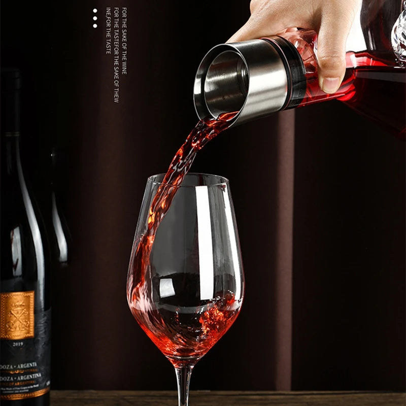 Crystal Wine Decanter with 12-Channel Aeration and Built-in Filter