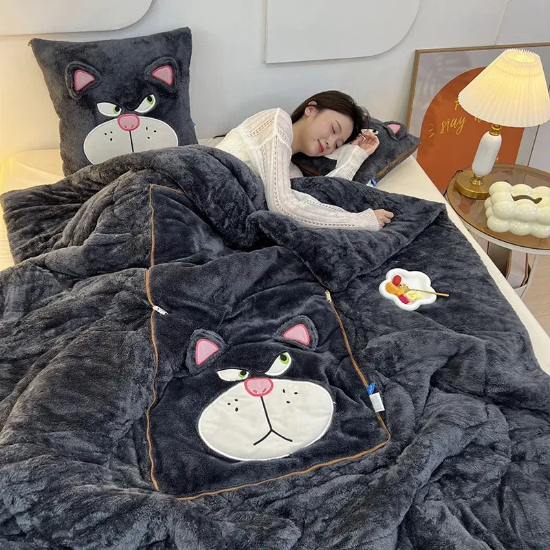 Cuddly Soft Blanket and Cushion Set - For Warmth and Coziness