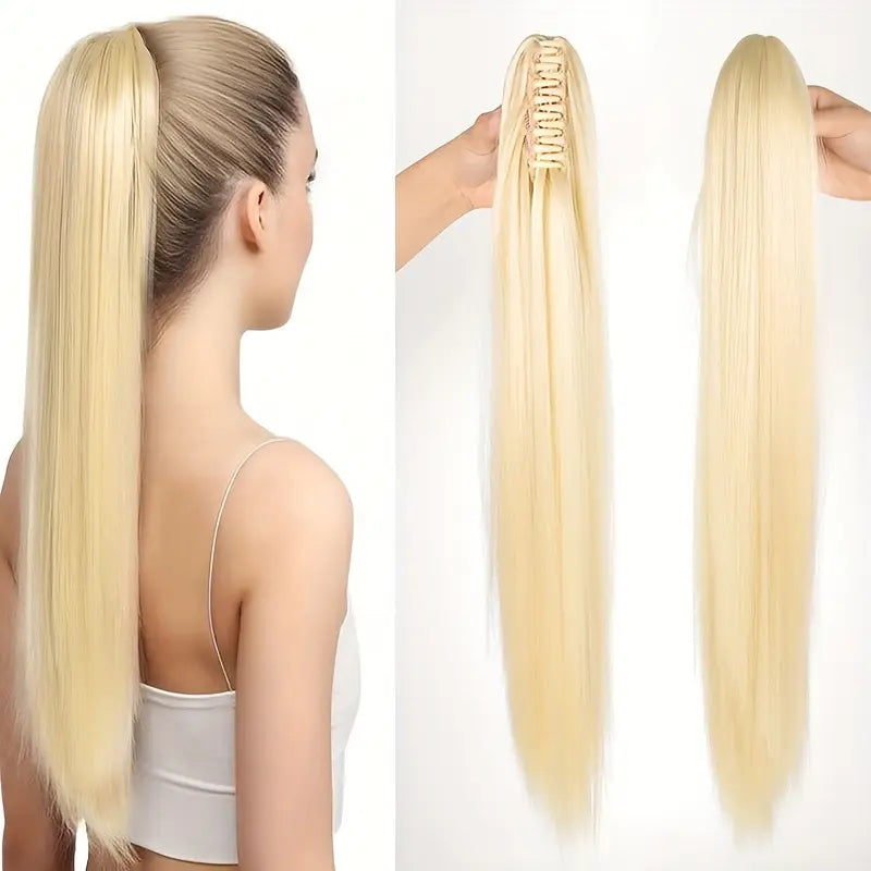 Ponytail Hair Extension with Synthetic Fibres and Claw Clip Attachment