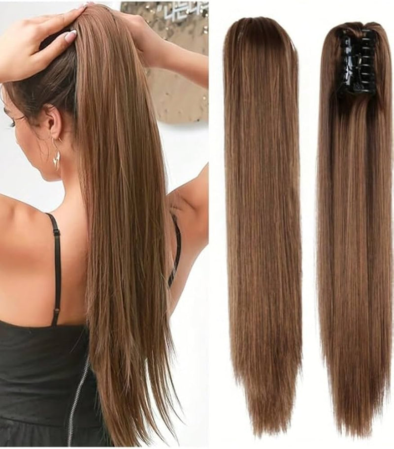 Ponytail Hair Extension with Synthetic Fibres and Claw Clip Attachment
