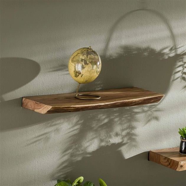 Étagère Murale – Bois d'Acacia avec Finition en Tronc d'Arbre, Design Industriel pour Salon ou Chambre