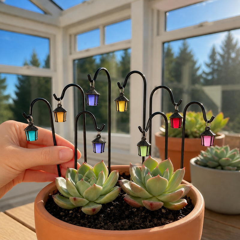 Luminous Mini Lantern Plant Stakes – 7 Piece Set