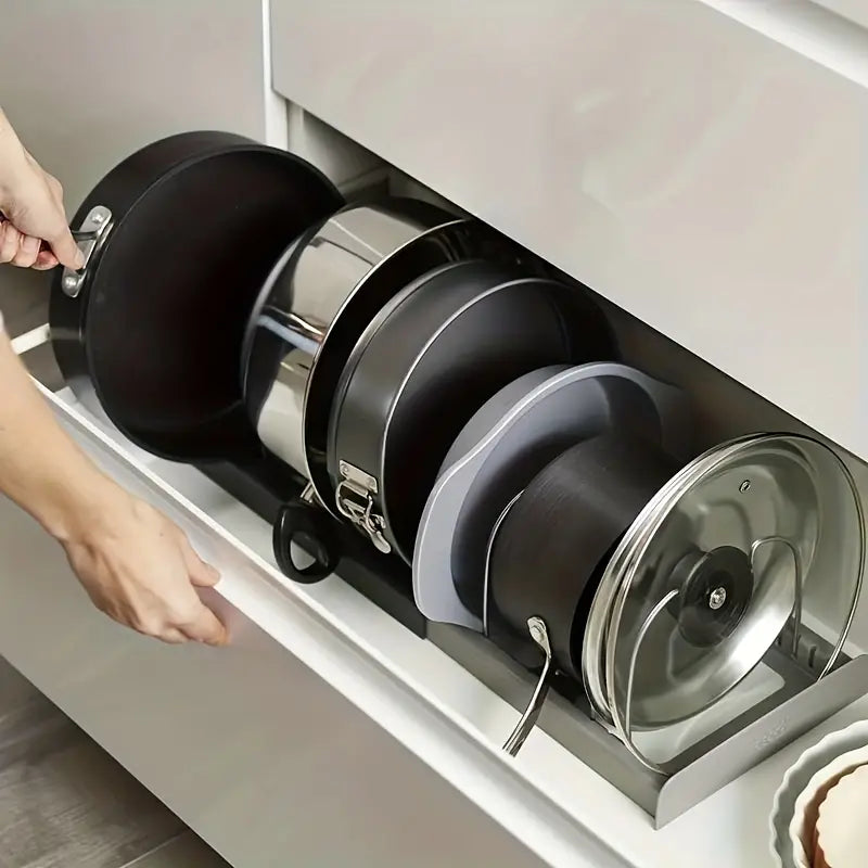 Pan Rack Organiser for Kitchen Cupboard for Neat Storage of Pans