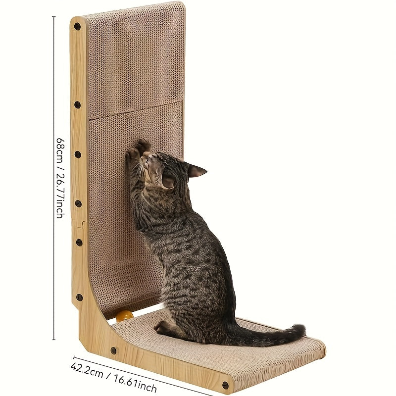 L-Shaped Cat Scratching Board for Indoor Use – Durable, Stable, and Space-Saving