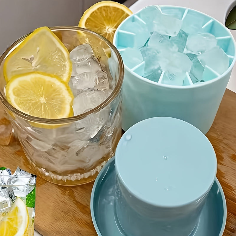 Silicone Cylindrical Ice Tray with Removable Ice Container for Cold Drinks