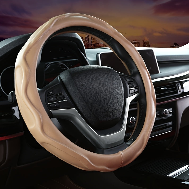 PU Leather Steering Wheel Cover with Non-Slip Grip for Comfort and Protection