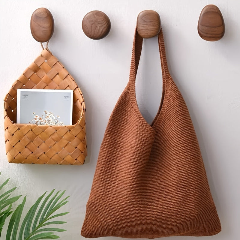 Wooden Wall Hooks Set of 4 with Natural Finish for Everyday Organisation
