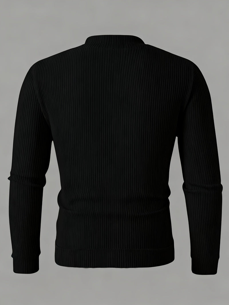 Men's Ribbed Zip-Up Cardigan – Relaxed Fit for Autumn and Winter