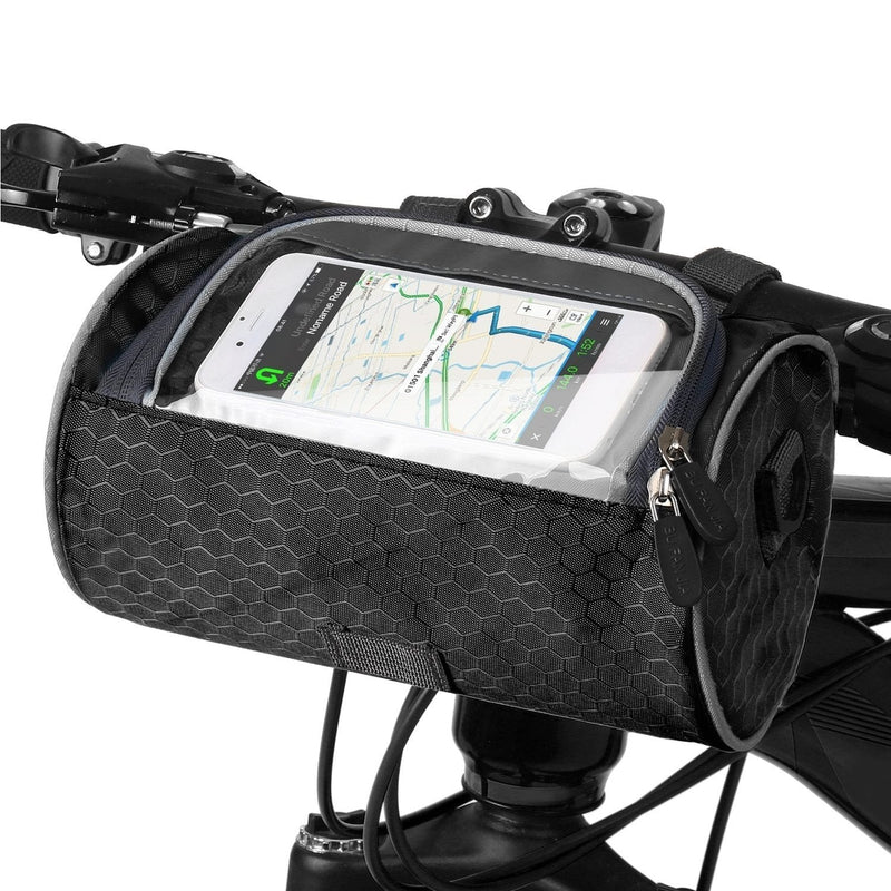 Practical Bicycle Handlebar Bag with Smartphone Holder and Water-Resistant Material