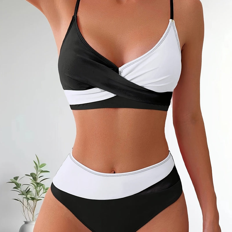 Comfortable Patchwork Bikini Set for Ladies with Stretch Fit