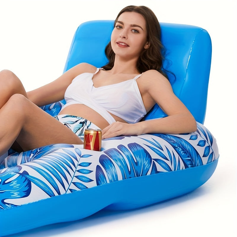 Inflatable Pool Lounge with Backrest and Cup Holders for Relaxed Floating