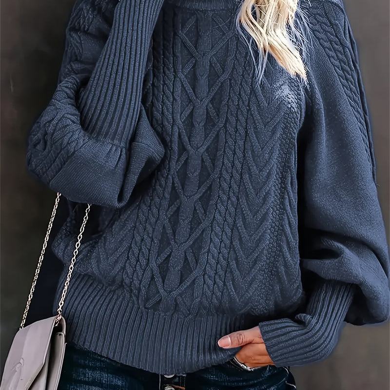 Ladies Knitted Pullover with High Neck – Elegant and Comfortable
