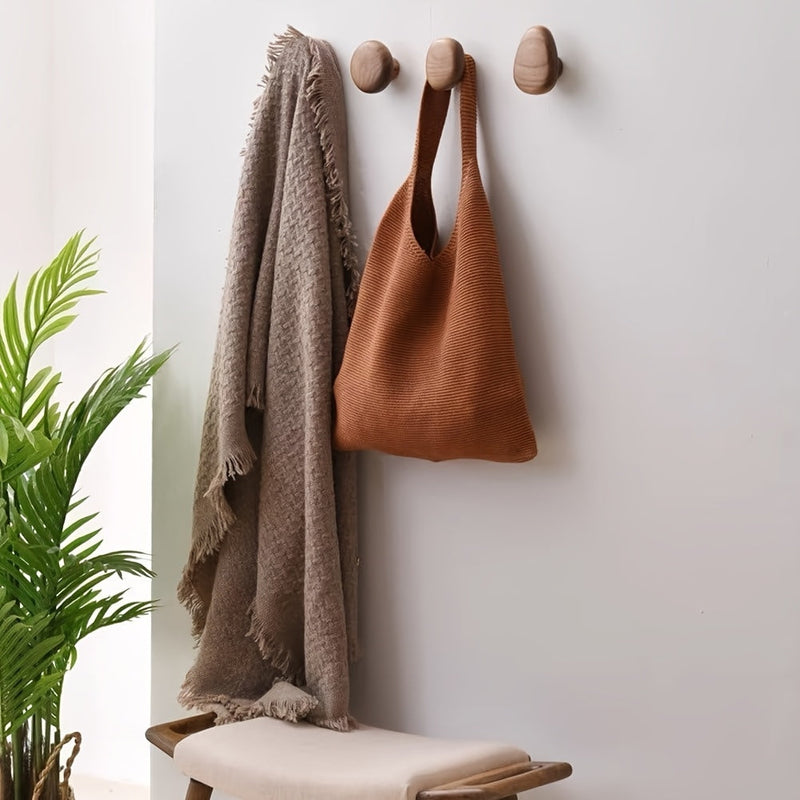 Wooden Wall Hooks Set of 4 with Natural Finish for Everyday Organisation