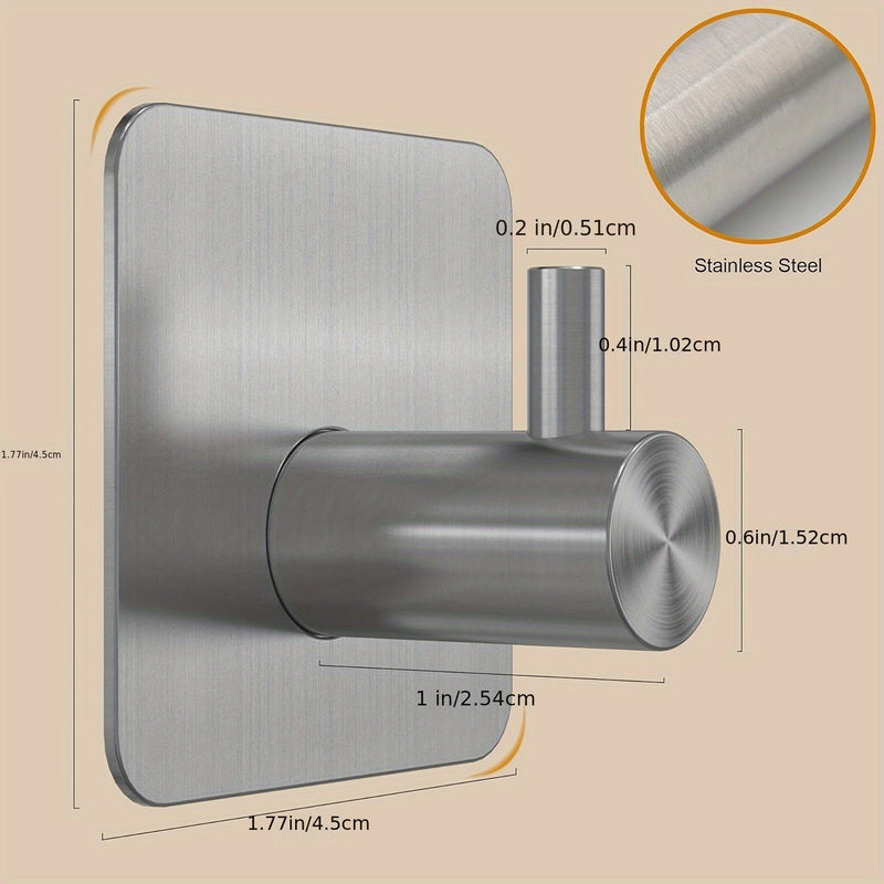 4-Piece Self-Adhesive Stainless Steel Wall Hook Set – Minimalistic, Strong, and Waterproof