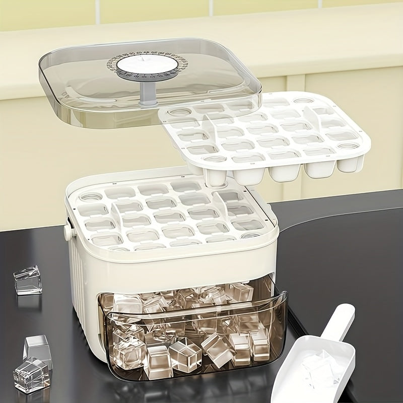 Double Ice Cube Tray with 50 Compartments and Press Mechanism for Easy Use