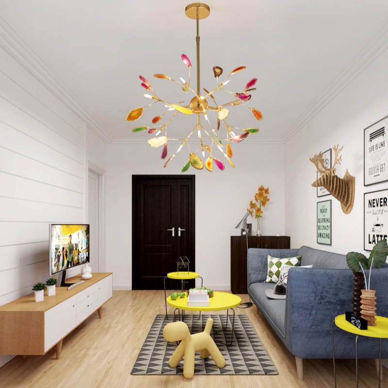 Branch-Style Glass Chandelier with Adjustable Suspension