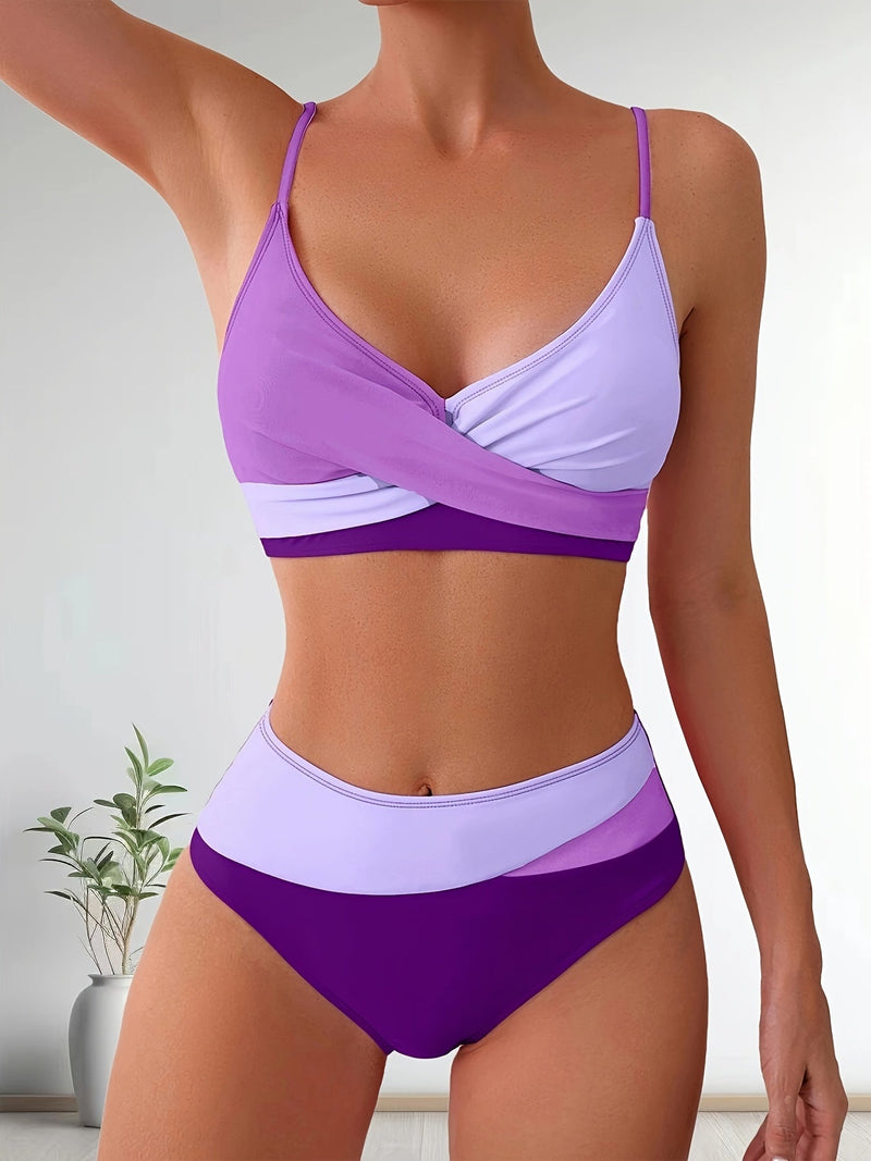 Comfortable Patchwork Bikini Set for Ladies with Stretch Fit