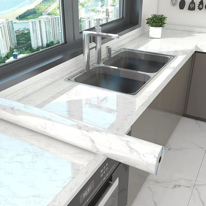 Self-Adhesive Marble Effect Vinyl Wallpaper for Kitchen and Bathroom