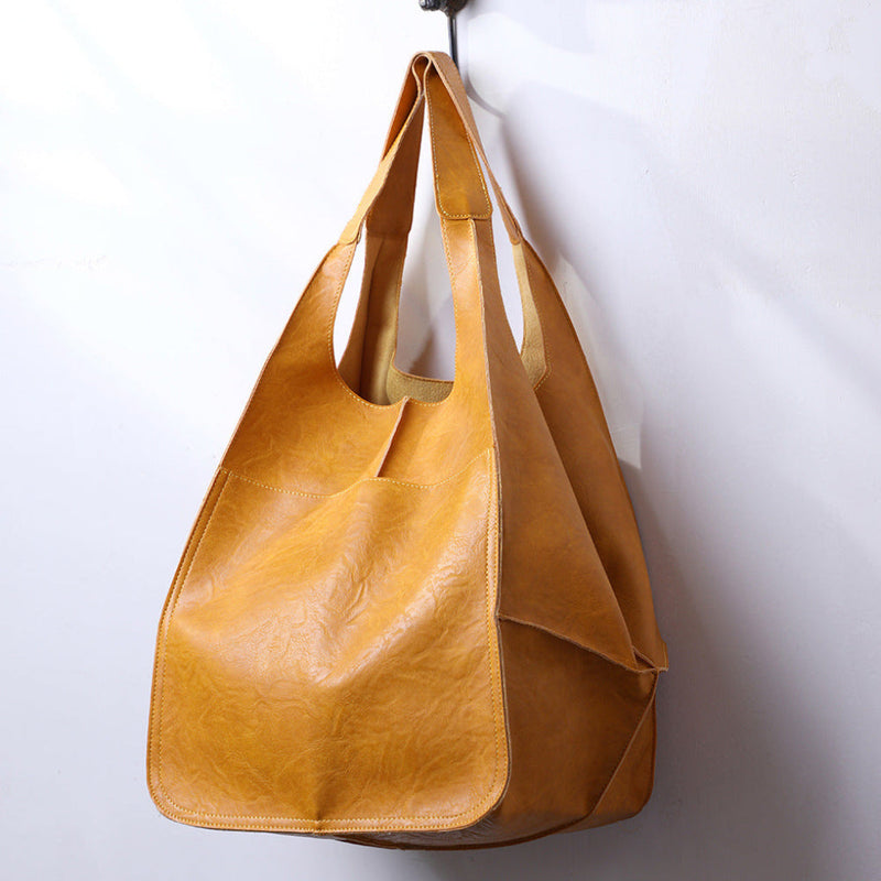 Women’s Large Soft Eco-Leather Tote Bag with Long Shoulder Handles