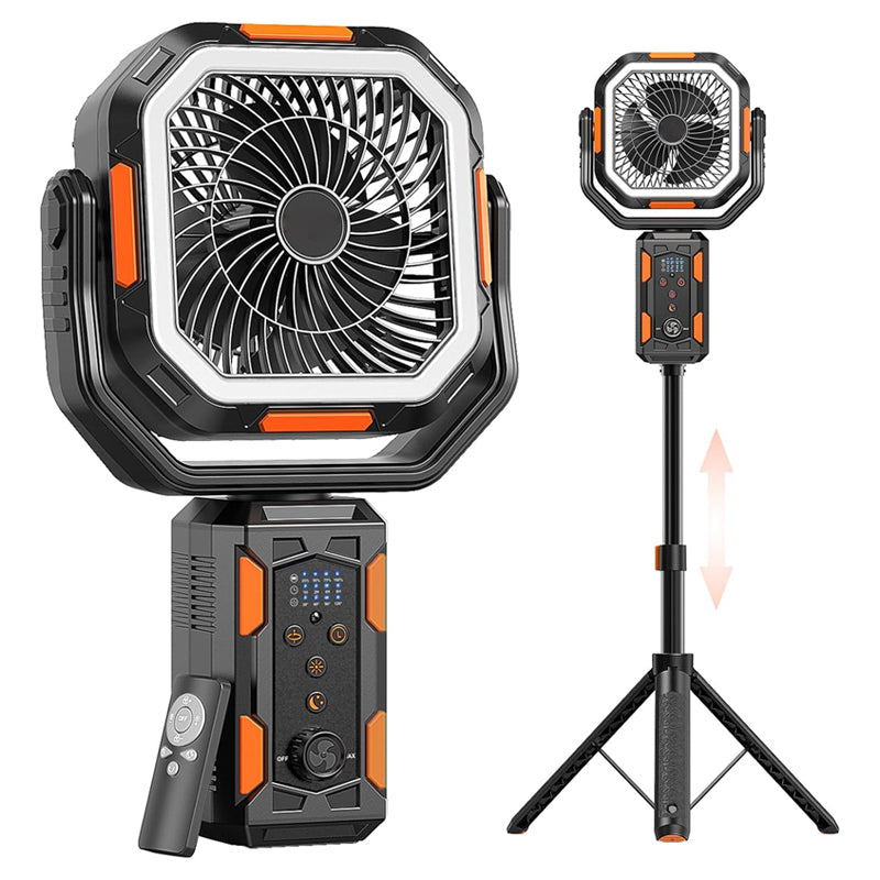 Rechargeable Camping Fan with Tripod & LED Lantern