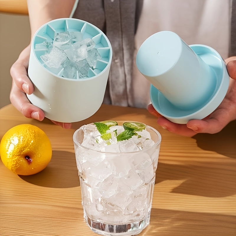 Silicone Cylindrical Ice Tray with Removable Ice Container for Cold Drinks