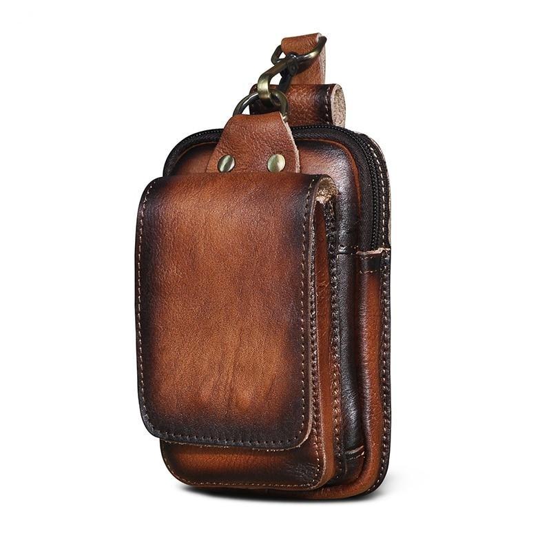Men's Genuine Leather Waist Bag for Everyday Carry and Travel Essentials