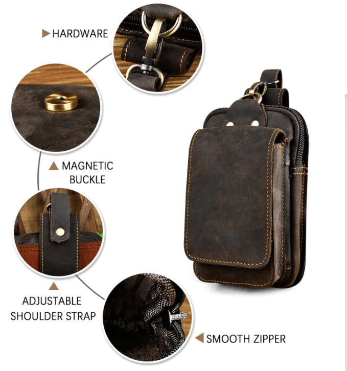 Men's Genuine Leather Waist Bag for Everyday Carry and Travel Essentials