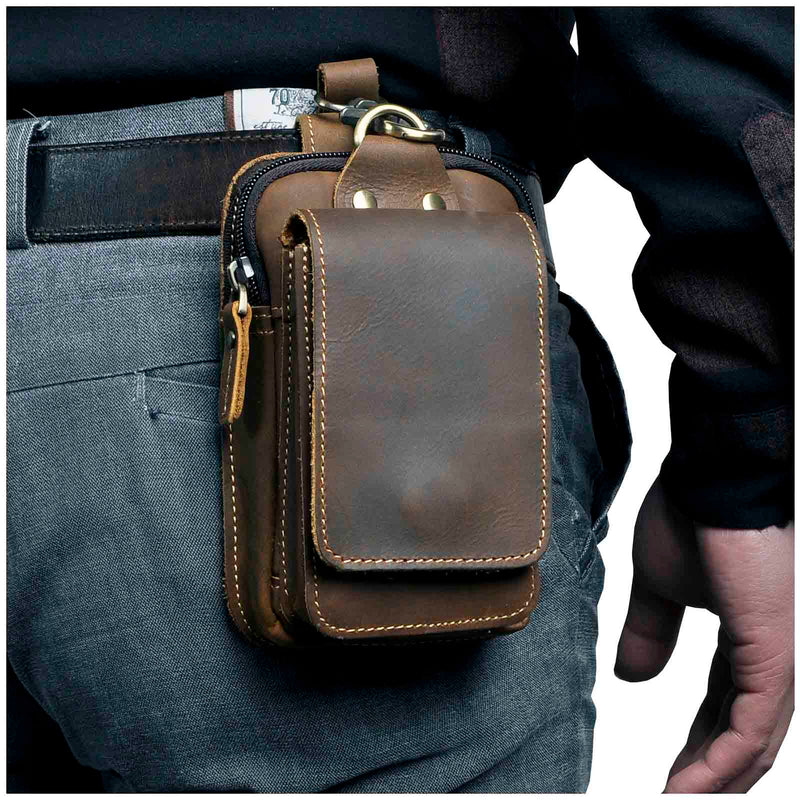 Men's Genuine Leather Waist Bag for Everyday Carry and Travel Essentials