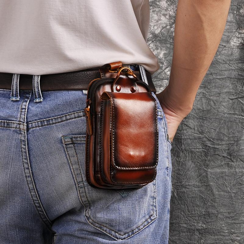 Men's Genuine Leather Waist Bag for Everyday Carry and Travel Essentials