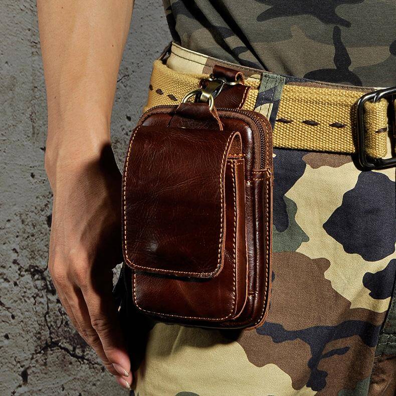 Men's Genuine Leather Waist Bag for Everyday Carry and Travel Essentials