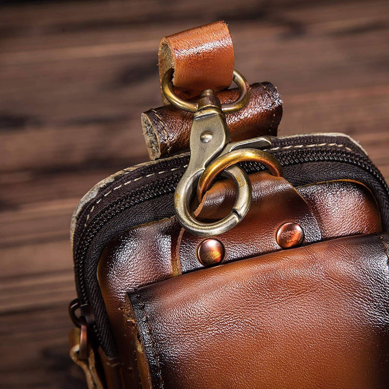 Men's Genuine Leather Waist Bag for Everyday Carry and Travel Essentials