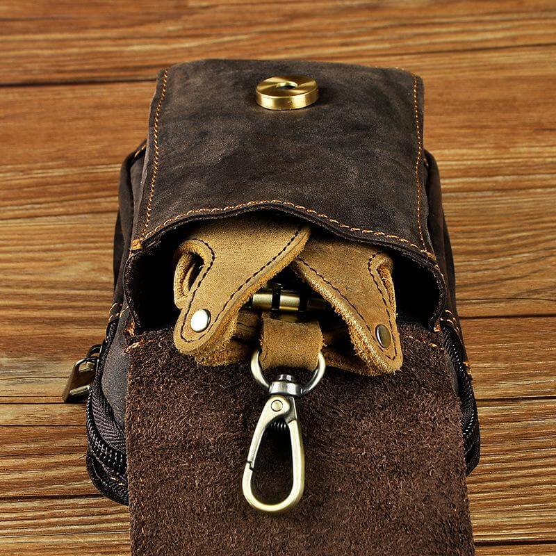 Men's Genuine Leather Waist Bag for Everyday Carry and Travel Essentials