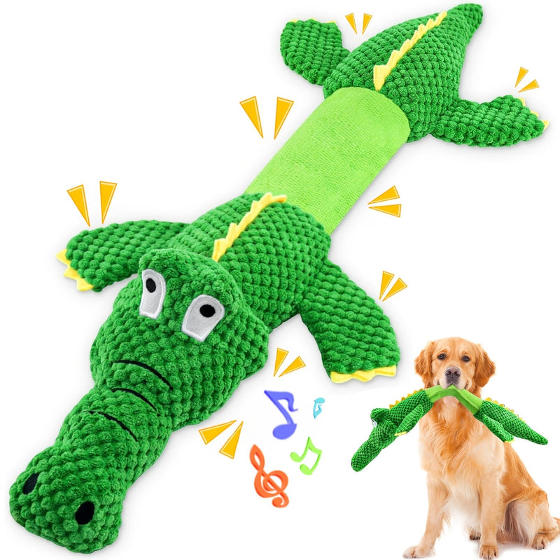 Sturdy Crocodile Dog Toy with Squeaker for Tug-of-War and Interactive Play