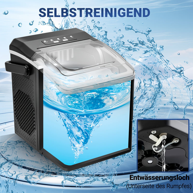 Compact Ice Cube Maker with Two Ice Cube Sizes and Quick Production