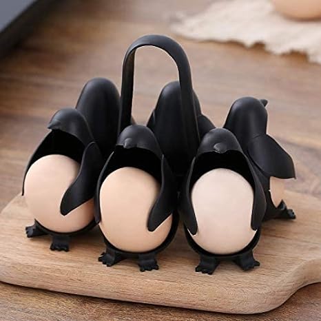 Six-Egg Penguin-Shaped Cooking Holder with Cool-Touch Handle