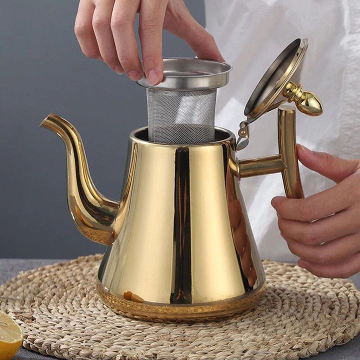 Induction Kettle in Stainless Steel with Filter for Kitchen Use