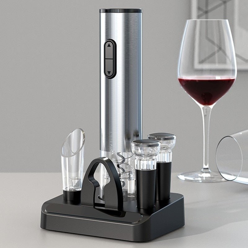 Rechargeable Electric Wine Opener Set with Storage Stand and Accessories